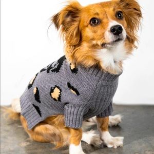 Leopard skull dog cashmere sweater